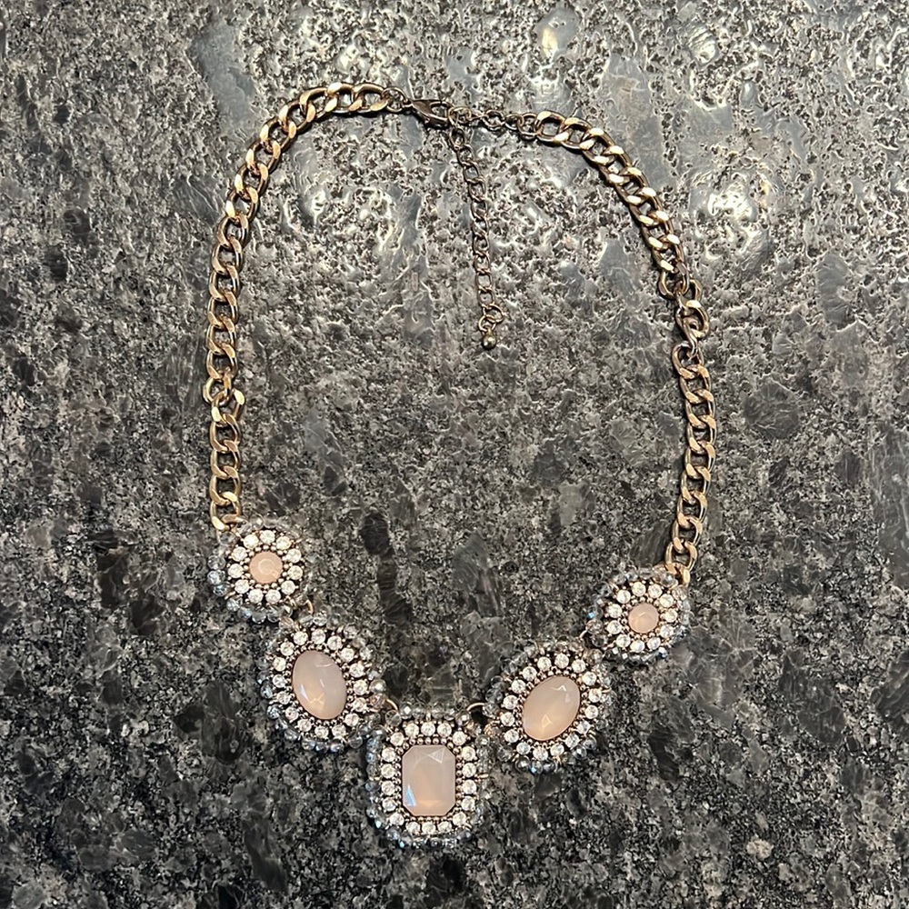 Pink, Crystal and Gold Statement Necklace